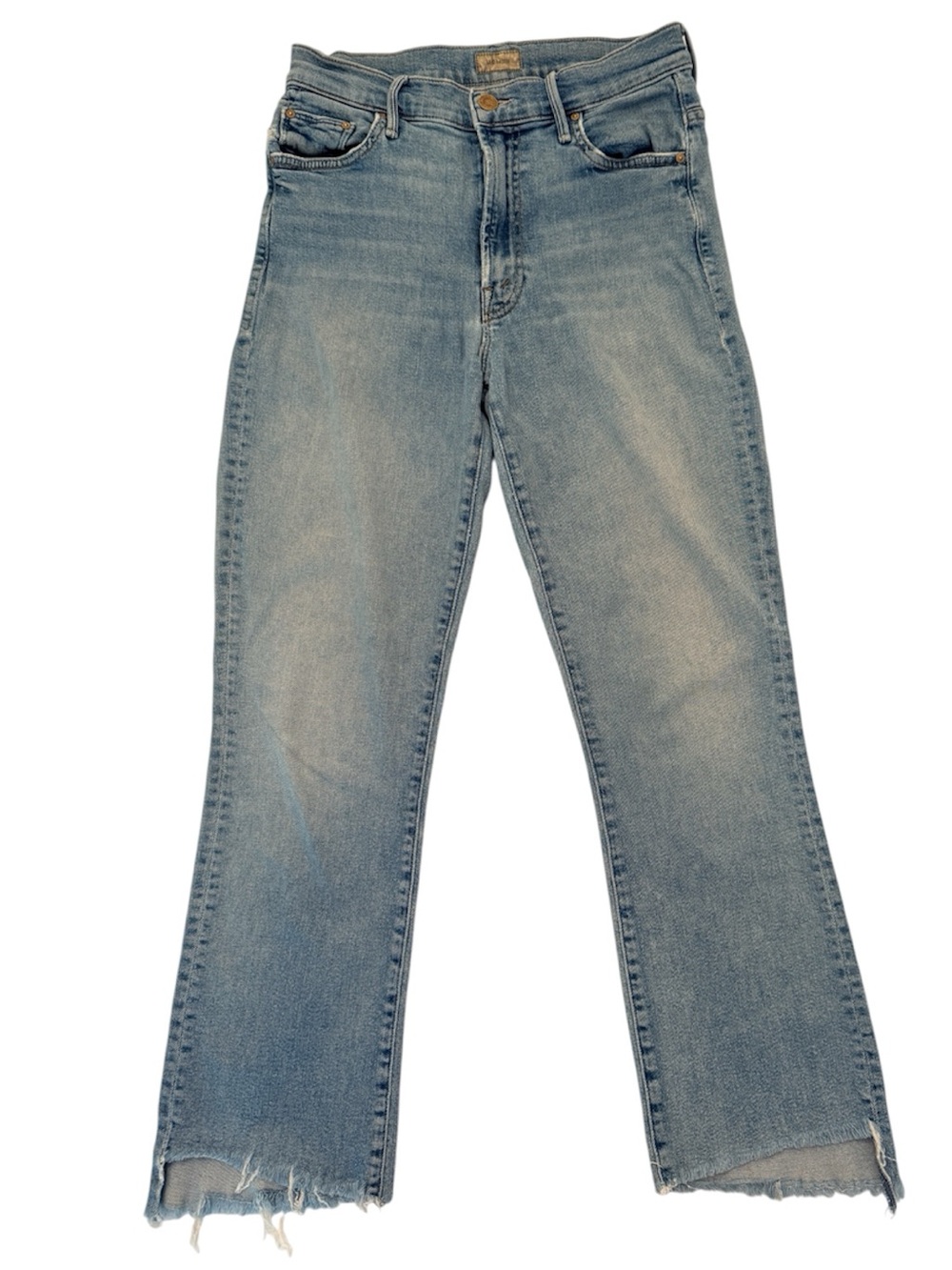 MOTHER The Insider Crop Step Fray Jeans Light Wash Size 27